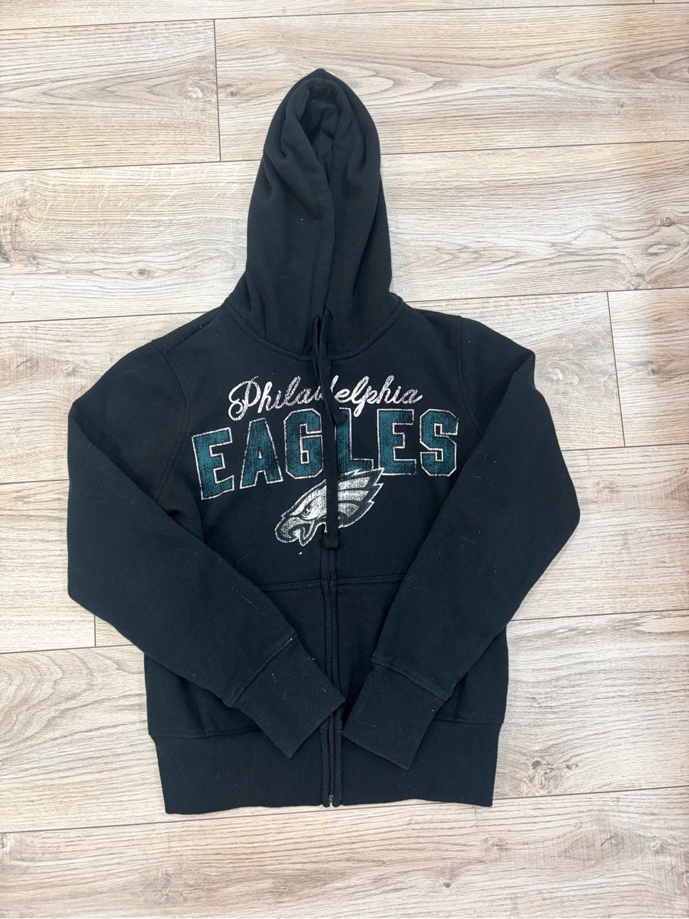 Philadelphia Eagles Women’s Black Full Zip Hoodie NFL Size M